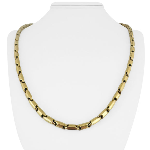 18k Yellow Gold 23.3g Hollow Vintage 5mm Bar Link Chain Necklace Italy 23