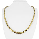 18k Yellow Gold 23.3g Hollow Vintage 5mm Bar Link Chain Necklace Italy 23"
