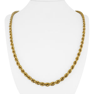 18k Yellow Gold 18g Hollow Vintage 5mm Rope Chain Necklace Italy 24"