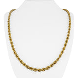 18k Yellow Gold 18g Hollow Vintage 5mm Rope Chain Necklace Italy 24"