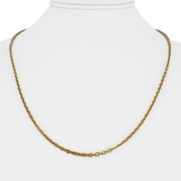 18k Yellow Gold 6.9g Solid Thin 3mm Flat Circle Link Chain Necklace Italy 20