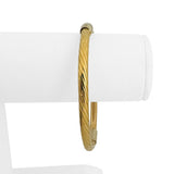 18k Yellow Gold 14.2g Half Polished Half Spiral Vintage Bangle Bracelet Italy 8"