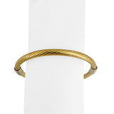 18k Yellow Gold 14.2g Half Polished Half Spiral Vintage Bangle Bracelet Italy 8"