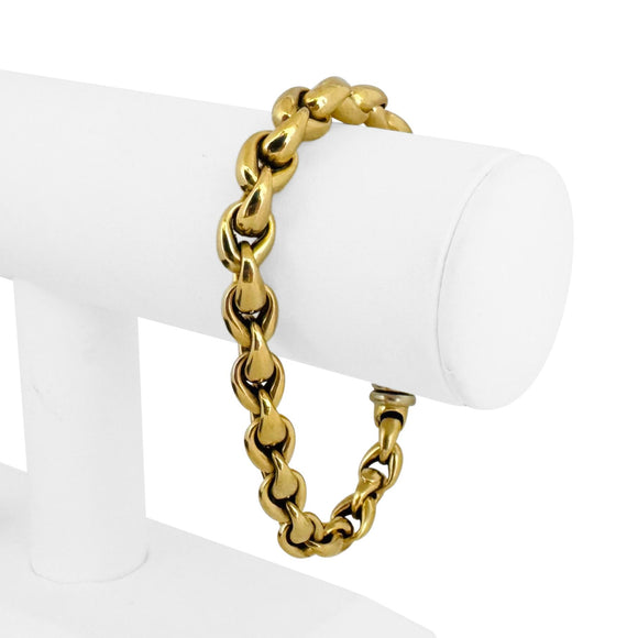 18k Yellow Gold 31.3g Vintage Thick 8.5mm Ladies Fancy Link Bracelet 8