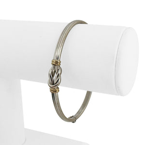 18k White and Yellow Gold 10.4g Fancy Knot Bangle Bracelet Italy 7"