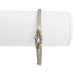 18k White and Yellow Gold 10.4g Fancy Knot Bangle Bracelet Italy 7"