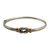 18k White and Yellow Gold 10.4g Fancy Knot Bangle Bracelet Italy 7"