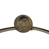 18k White and Yellow Gold 10.4g Fancy Knot Bangle Bracelet Italy 7"