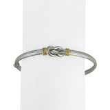 18k White and Yellow Gold 10.4g Fancy Knot Bangle Bracelet Italy 7"