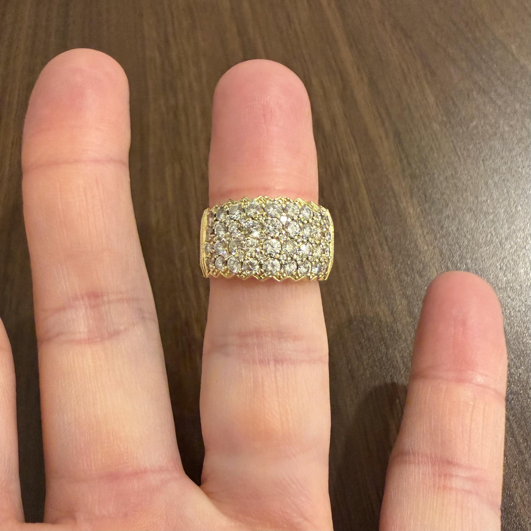 18k Yellow Gold and 2cttw Diamond Heavy Cluster Ring Size 7