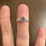 18k White Gold Oval Cut Tanzanite and Diamond Ring Size 6.75