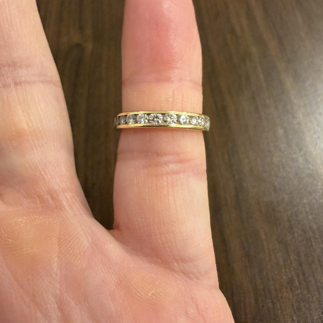 18k Yellow Gold and 0.60cttw Diamond Half Eternity Band Ring Size 6