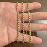 14k Yellow Gold 28.4g Solid 3mm Diamond Cut Rope Chain Necklace Italy 30"