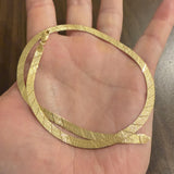 14k Yellow Gold 10g Textured Striped 5mm Herringbone Link Necklace Italy 16"