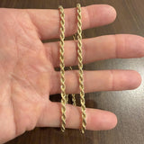 14k Yellow Gold 9g Hollow Light Diamond Cut 3.5mm Rope Chain Necklace 20"