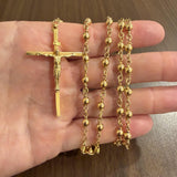 14k Yellow Gold 46.5g Vintage Heavy Beaded Rosary Necklace 32"