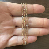 18k Tri Tone Gold 6.5g Triple Strand Station Cable Link Bracelet Italy 7.25"