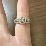 LeVian 14k White Gold Chocolate and White Diamond Halo Ring Size 7