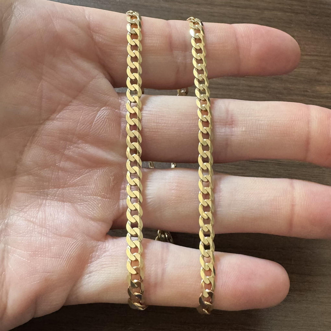14k Yellow Gold 16.2g Solid Flat 5mm Curb Link Chain Necklace 18"