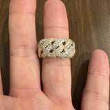 14k Yellow and White Gold 4cttw Diamond Heavy Cuban Link Band Ring Size 8