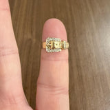 14k Yellow Gold and Diamond 2.4g Small Vintage Buckle Ring Size 4.25