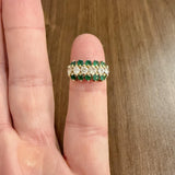 14k Yellow Gold Emerald and 0.50cttw Diamond Band Ring Size 4.25