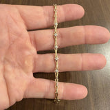 14k Yellow Gold 0.25cttw Diamond Fancy Link Bracelet 7"