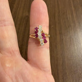 14k Yellow Gold Ruby and 0.42cttw Diamond Ladies Ring Size 6