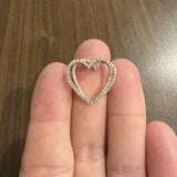 14k Rose and White Gold and 0.40cttw Diamond Two Heart Pendant