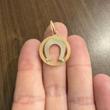 18k Yellow and White Gold 4.4g UnoAErre Horseshoe Pendant Italy 1.5"