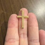 18k Yellow Gold 7.2g Polished Flat Cross Pendant 1.5"