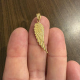 18k Yellow Gold 2.1g Textured Angel Wing Pendant 1.5"