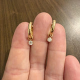 18k Yellow Gold and 0.50cttw Diamonds Hoop Dangle Earrings