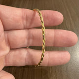 18k Yellow Gold 11g Solid Vintage 3mm Fancy Twisted Bangle Bracelet Italy 7.75"