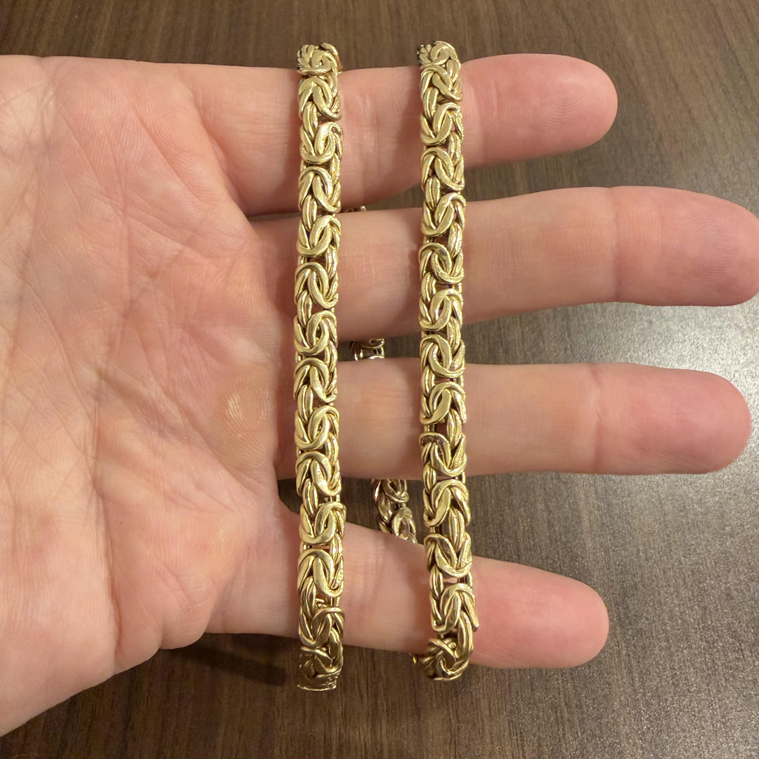 14k Yellow Gold 31.4g Ladies Heavy Thick 7mm Byzantine Link Necklace 21"