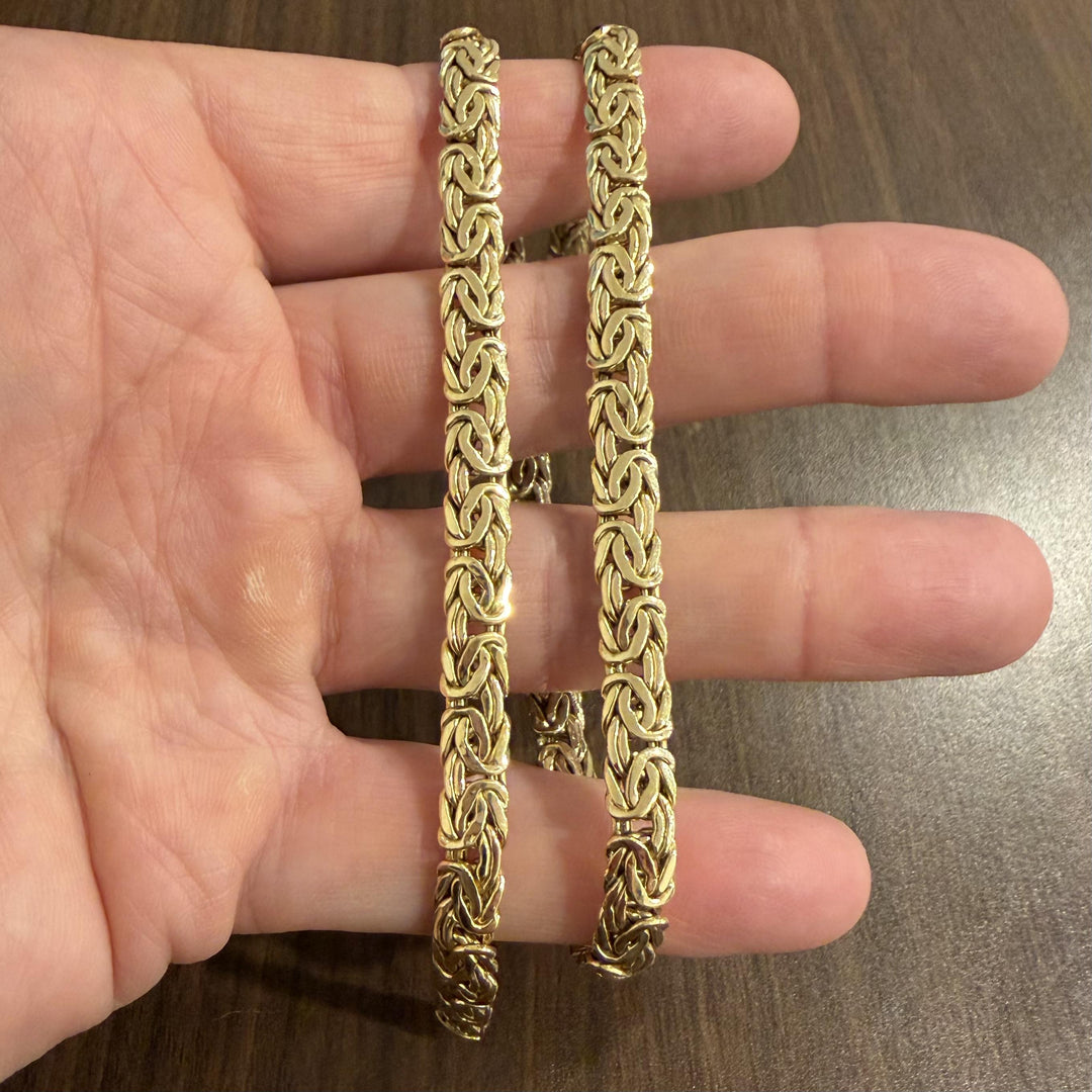 14k Yellow Gold 21.7g Ladies Thick 7mm Byzantine Link Necklace Turkey 18"