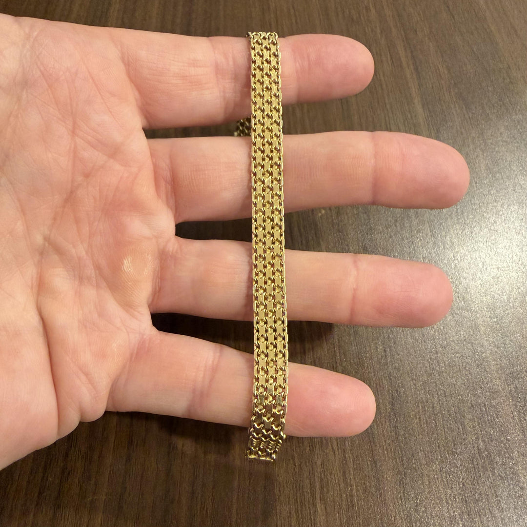 14k Yellow Gold 14.7g Ladies Vintage 8mm Bismark Link Bracelet 7"