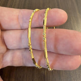 Pair of 22k Yellow Gold 25.2g Solid Fancy Slip On Small Bangle Bracelets 7"