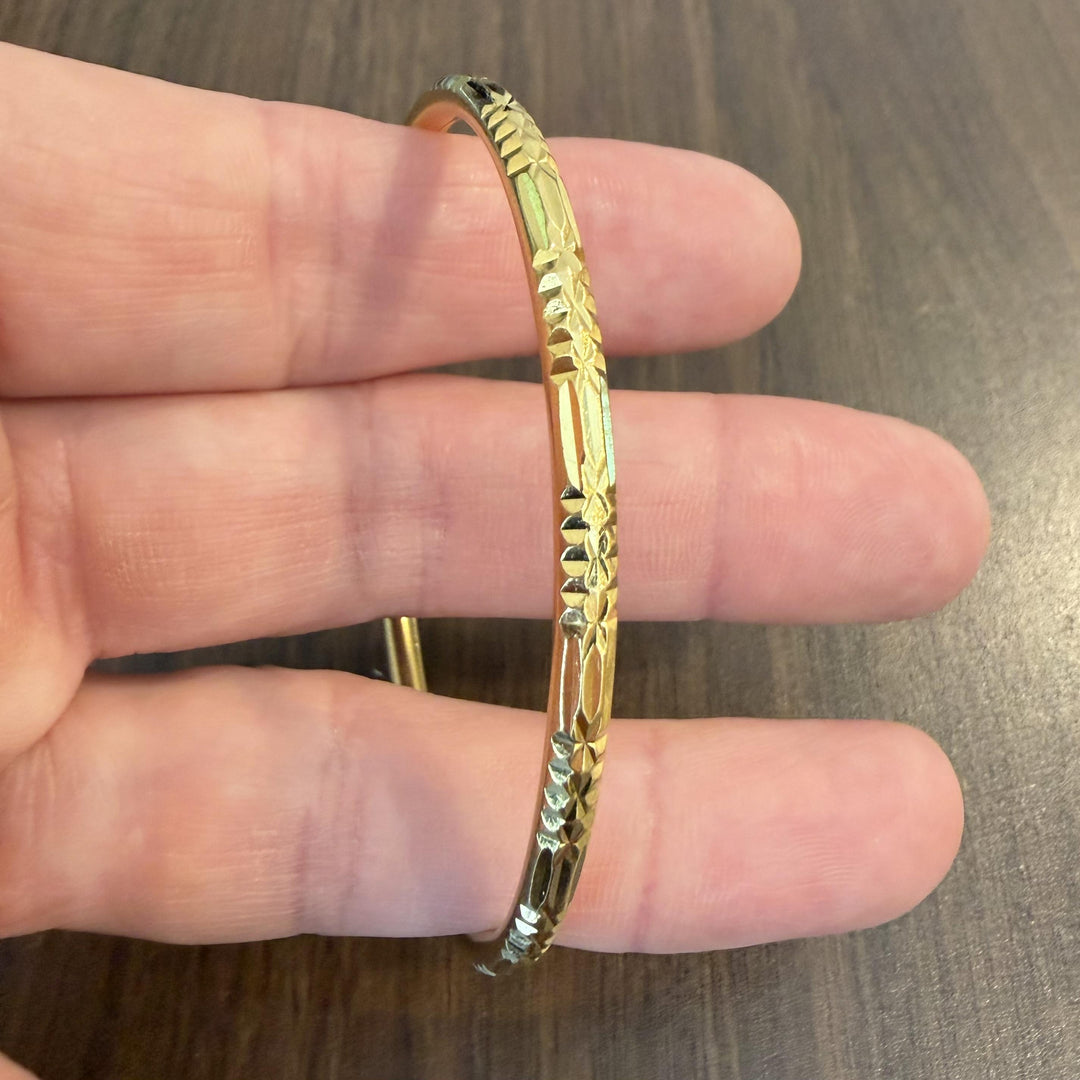 22k Yellow Gold 14g Diamond Cut 3.5mm Bangle Bracelet 7.85"