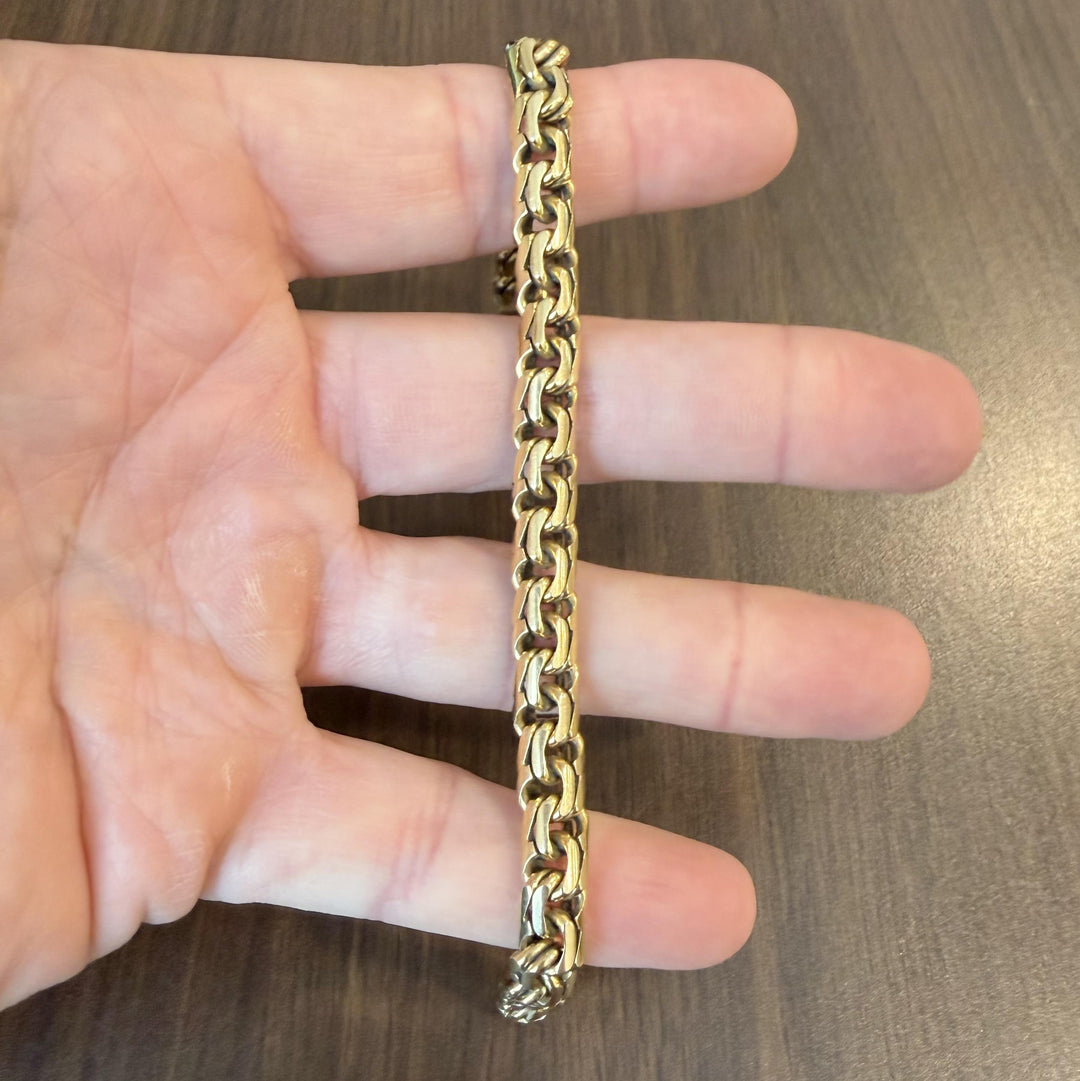 18k Yellow Gold 41.8g Solid Very Heavy Vintage Double Curb Link Bracelet 8.5"