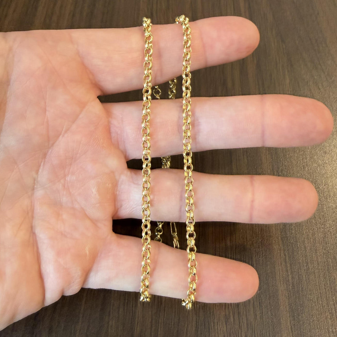 18k Yellow Gold 7g Hollow Light 3.5mm Rolo Link Chain Necklace Italy 20"