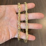 18k Yellow and White Gold 28.4g Hollow 6mm Squared Byzantine Link Necklace 26"
