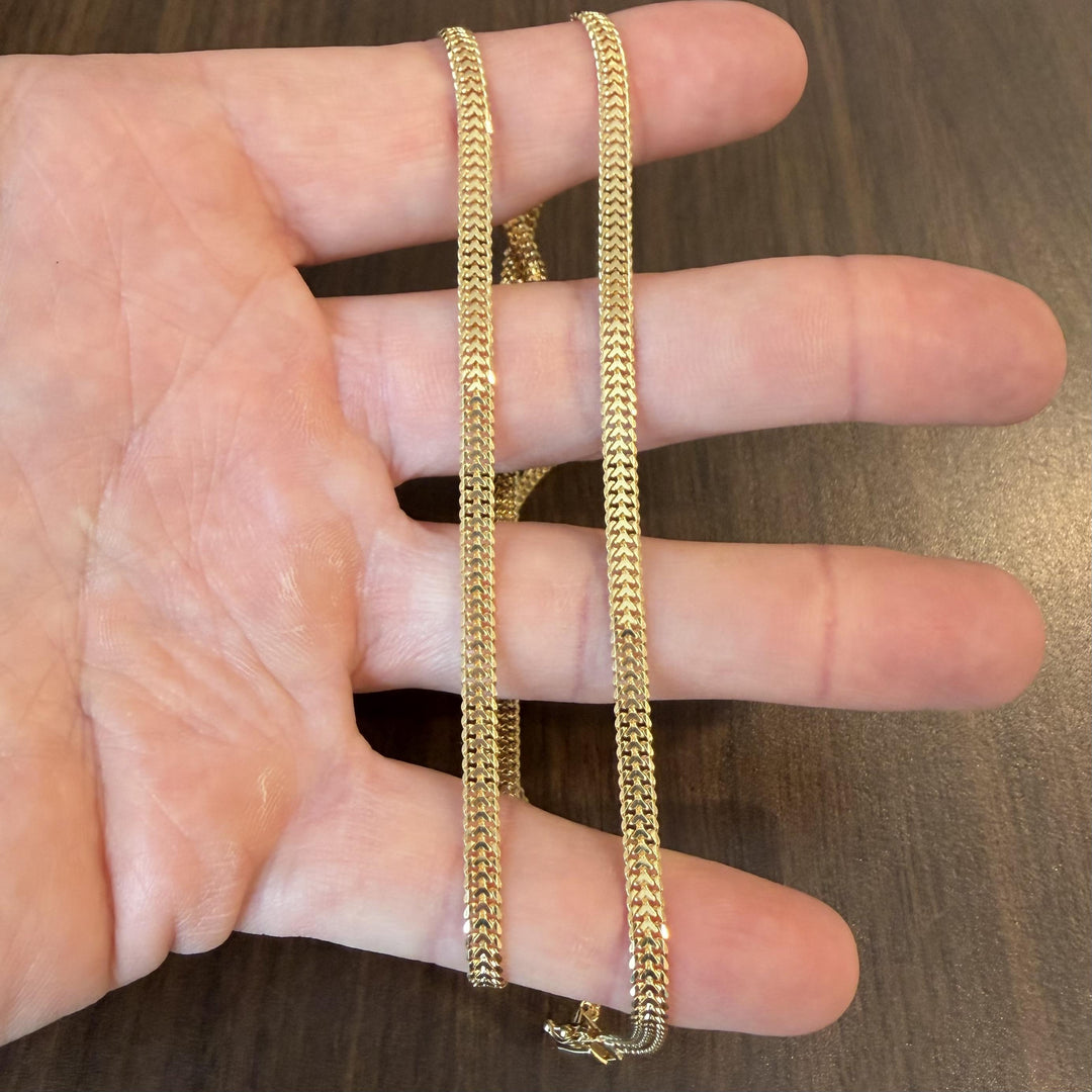 18k Yellow Gold 17g Solid Flat 4mm Fancy Mesh Link Necklace 23.5"