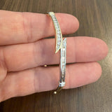 14k Yellow and White Gold 0.50cttw Diamond Bypass Bangle Bracelet 6.75"