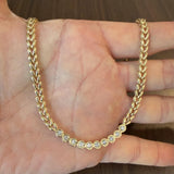 14k Yellow Gold and 0.63cttw Bezel Set Diamond 24g Fancy Link Necklace 16"