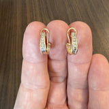 14k Yellow Gold and 0.10cttw Diamond Small Hoop Earrings 0.50"