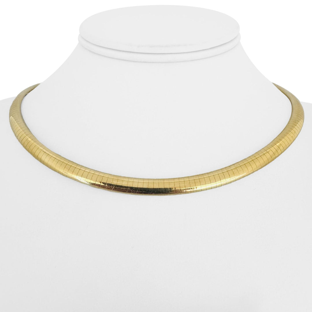 18k Yellow Gold 42.2g Solid Heavy 6mm Omega Link Necklace Italy 16"