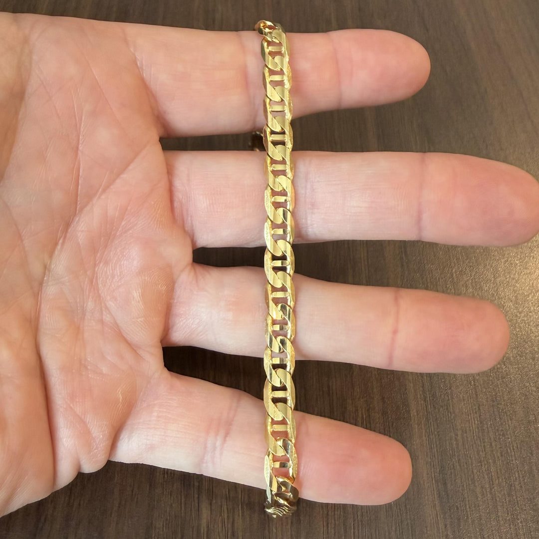 14k Yellow Gold 11.5g Solid 6.5mm Mariner Link Bracelet Italy 8"