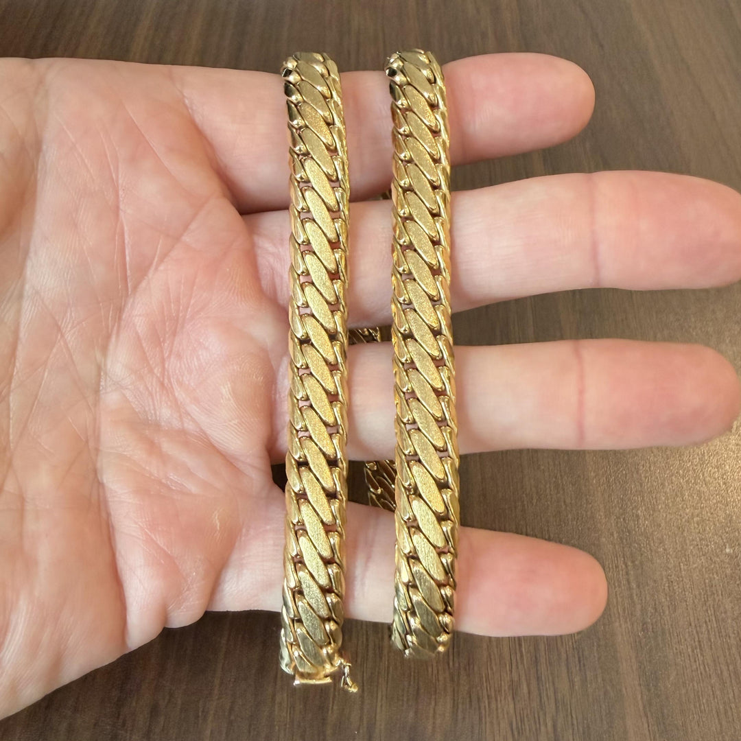 14k Yellow Gold 42g Heavy Thick UnoAErre Flattened Fancy Link Necklace Italy 18"