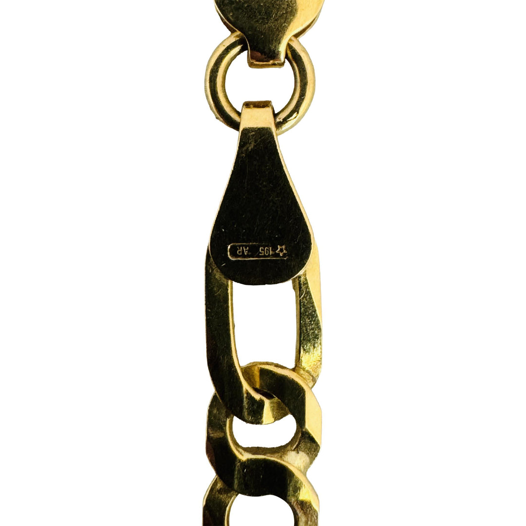 18k Yellow Gold 27g Solid Men's 5.5mm Fancy Curb Link Chain Necklace Italy 23.5"